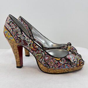 Unlisted Kenneth Cole Womens Multicolor Paisley Pumps Shoes Peep U50226 Size 9